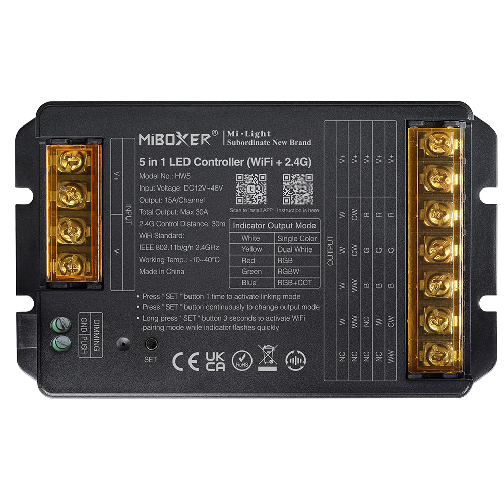 5 in 1 LED Stýring (WiFi+2.4G) High Current 30A